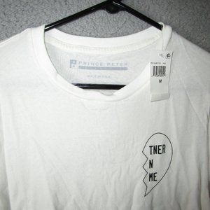 PRINCE PETER COLLECTION PARTNER IN CRIME T-SHIRT MILK WHITE MEDIUM NEW NWT
